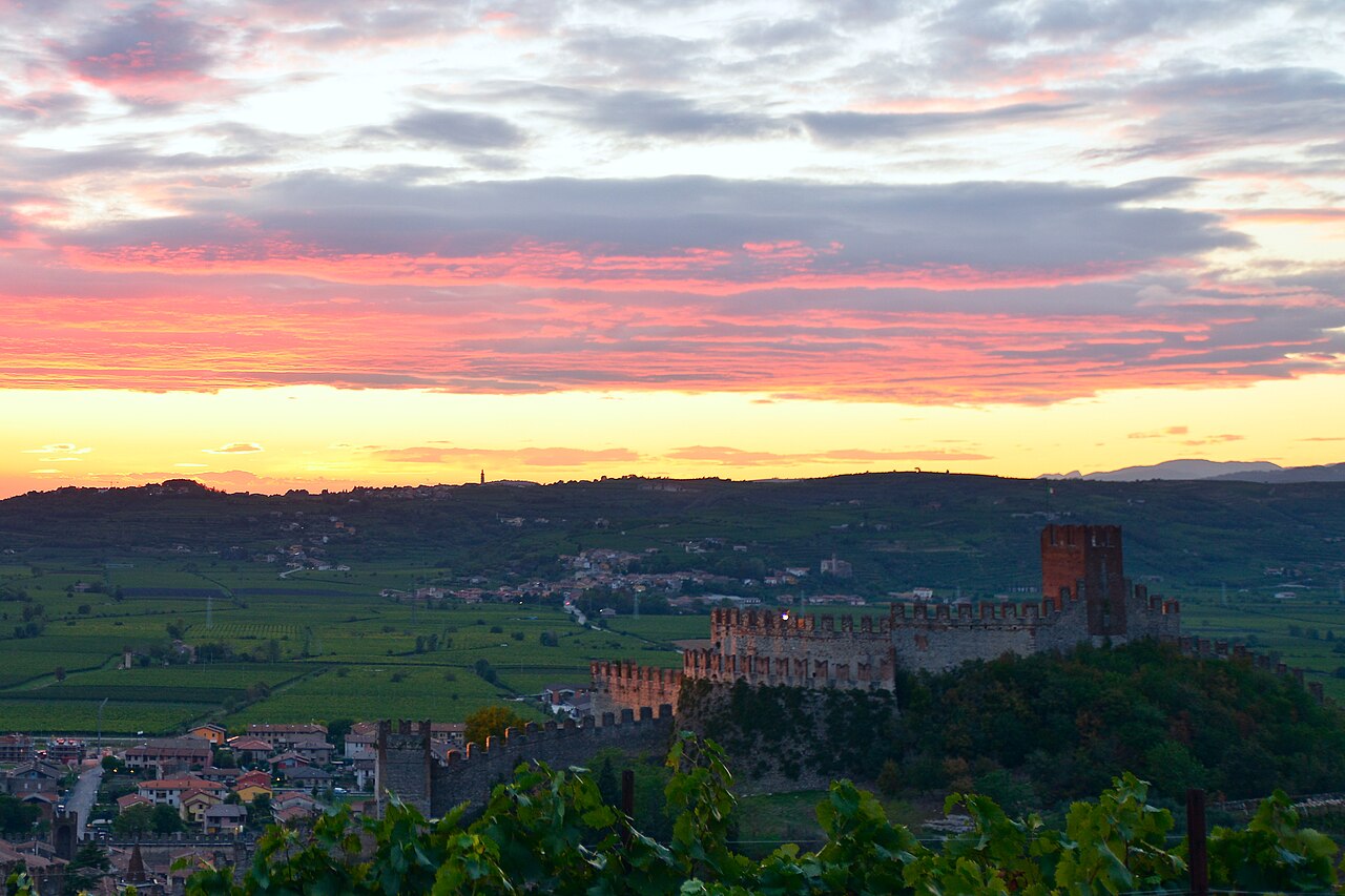 Vườn nho Veneto lúc hoàng hôn dưới chân lâu đài Soave – Pasqua Rose 11 Minutes