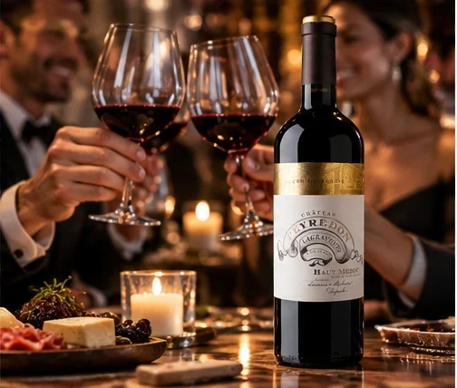 Nâng ly vang đỏ Château Peyredon Lagravette trong bữa tiệc tối